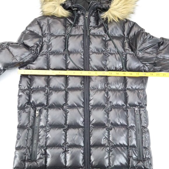 J Crew Jacket Women's Size Small Black Down Feathers Faux Fur Puffer Coat - Picture 5 of 6